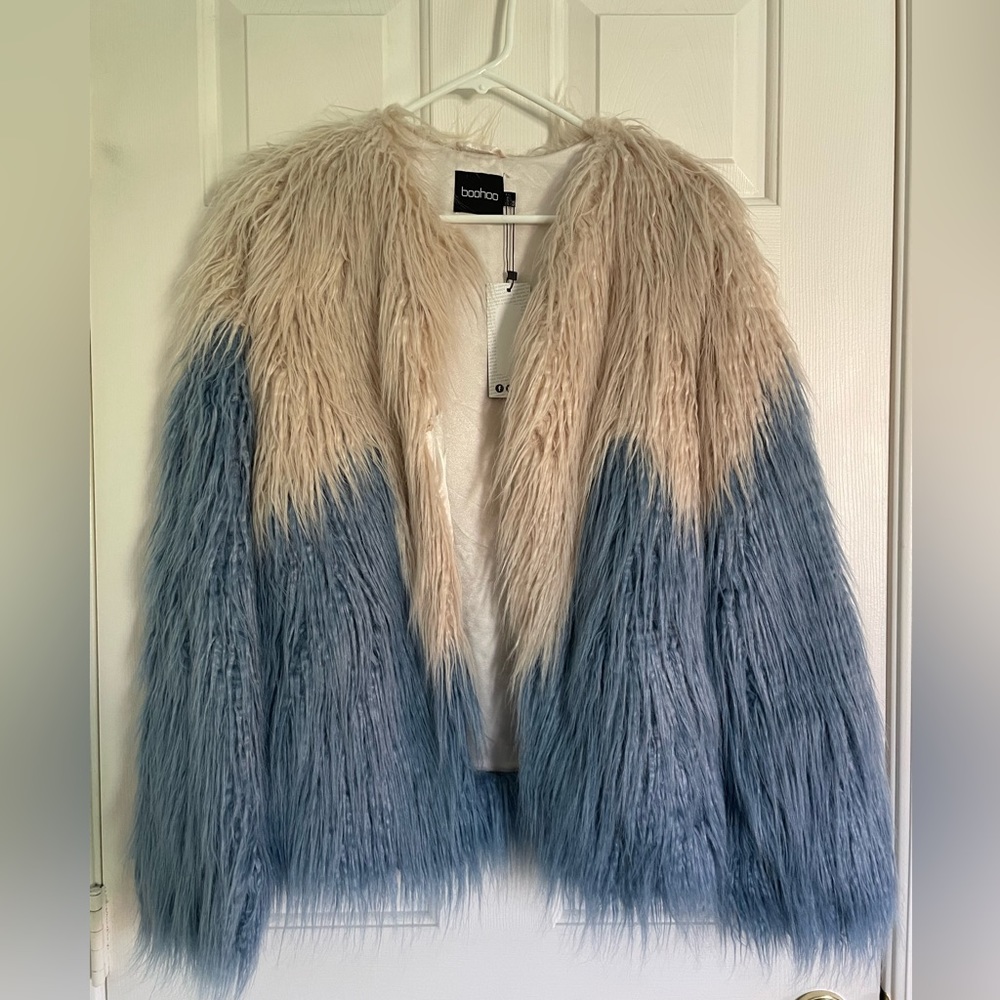 BOOHOO | Two Tone Mongolian Faux Fur Coat
